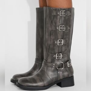 JustFab Sable Moto Black/Gray Women's Size 9.5 Brand New In Box